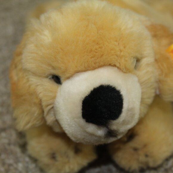 Steiff Golden Retriever Puppy Dog Plush Stuffed Toy Tan Lab 11" RARE - Picture 3 of 6